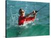 Waves Splash President-Elect George Bush as He Casts a Line While Surf-Fishing-null-Stretched Canvas