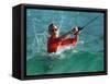 Waves Splash President-Elect George Bush as He Casts a Line While Surf-Fishing-null-Framed Stretched Canvas