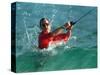 Waves Splash President-Elect George Bush as He Casts a Line While Surf-Fishing-null-Stretched Canvas