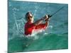 Waves Splash President-Elect George Bush as He Casts a Line While Surf-Fishing-null-Mounted Photographic Print