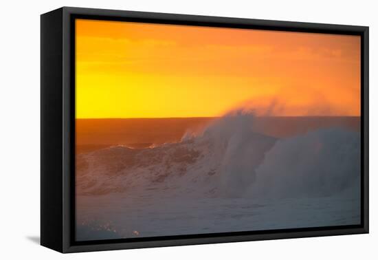 Waves Splashing on Beach at Sunset, Hawaii, USA-null-Framed Stretched Canvas