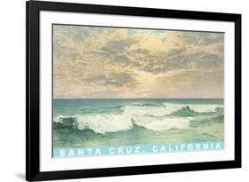 Waves under Mottled Sky, Santa Cruz, California-null-Framed Premium Giclee Print