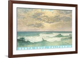 Waves under Mottled Sky, Santa Cruz, California-null-Framed Art Print