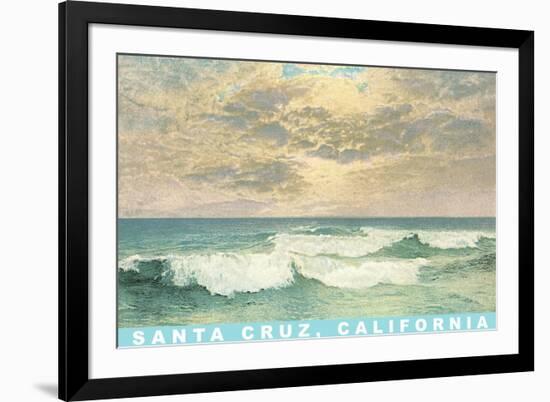 Waves under Mottled Sky, Santa Cruz, California-null-Framed Art Print