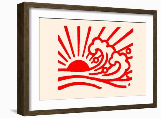 Waves under the Red Sun-Chinese Government-Framed Art Print