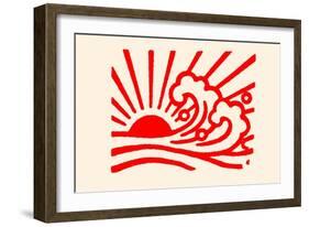 Waves under the Red Sun-Chinese Government-Framed Art Print