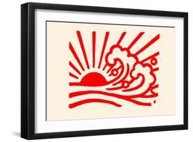 Waves under the Red Sun-Chinese Government-Framed Art Print