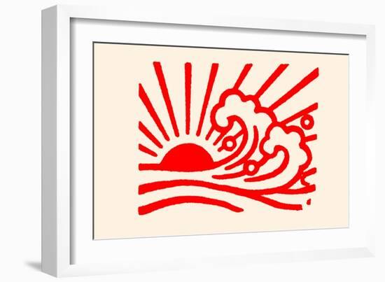 Waves under the Red Sun-Chinese Government-Framed Art Print