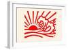 Waves under the Red Sun-Chinese Government-Framed Art Print