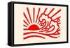 Waves under the Red Sun-Chinese Government-Framed Stretched Canvas