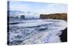 Waves Washing Over Black Beach At The Vik Coastline Looking Toward Dyrholaey. Vik. Iceland-Oscar Dominguez-Stretched Canvas