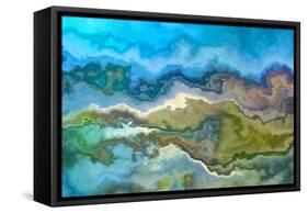 Wavescape Blue And Green-Cora Niele-Framed Stretched Canvas
