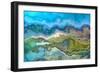 Wavescape Blue And Green-Cora Niele-Framed Giclee Print