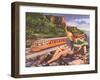 Waving at Streamlined Train-null-Framed Art Print