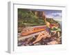 Waving at Streamlined Train-null-Framed Art Print