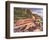 Waving at Streamlined Train-null-Framed Art Print