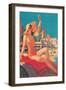 Waving Bathing Beauty-null-Framed Art Print