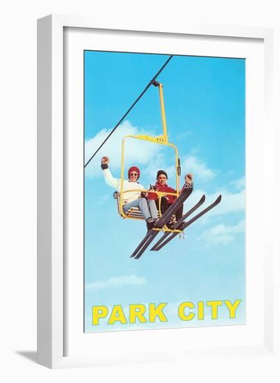 Waving from Ski Lift, Park City, Utah-null-Framed Art Print