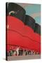 Waving People with Ocean Liner Smoke Stacks-null-Stretched Canvas