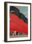 Waving People with Ocean Liner Smoke Stacks-Found Image Press-Framed Giclee Print