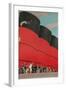 Waving People with Ocean Liner Smoke Stacks-Found Image Press-Framed Giclee Print