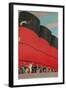 Waving People with Ocean Liner Smoke Stacks-Found Image Press-Framed Giclee Print