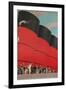 Waving People with Ocean Liner Smoke Stacks-Found Image Press-Framed Giclee Print