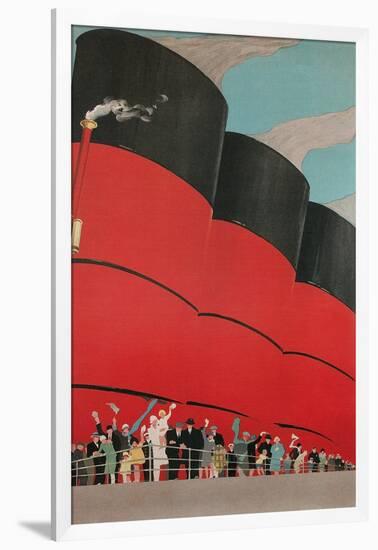 Waving People with Ocean Liner Smoke Stacks-Found Image Press-Framed Giclee Print