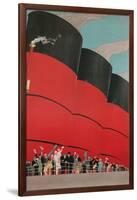 Waving People with Ocean Liner Smoke Stacks-Found Image Press-Framed Giclee Print