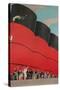 Waving People with Ocean Liner Smoke Stacks-Found Image Press-Stretched Canvas