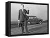 Waving Sales Rep with a Moris Minor Shooting Brake, 3rd Aug 1963-Michael Walters-Framed Stretched Canvas