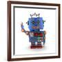 Waving Vintage Toy Robot-badboo-Framed Art Print