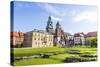 Wawel Castle on Sunny Day with Blue Sky and White Clouds-Jorg Hackemann-Stretched Canvas