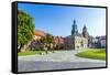 Wawel Castle on Sunny Day with Blue Sky and White Clouds-Jorg Hackemann-Framed Stretched Canvas