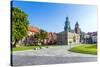 Wawel Castle on Sunny Day with Blue Sky and White Clouds-Jorg Hackemann-Stretched Canvas