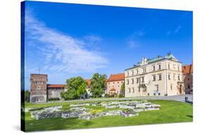 Wawel Castle on Sunny Day with Blue Sky and White Clouds-Jorg Hackemann-Stretched Canvas