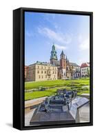 Wawel Castle on Sunny Day with Blue Sky and White Clouds-Jorg Hackemann-Framed Stretched Canvas