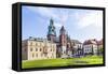 Wawel Castle on Sunny Day with Blue Sky and White Clouds-Jorg Hackemann-Framed Stretched Canvas