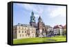 Wawel Castle on Sunny Day with Blue Sky and White Clouds-Jorg Hackemann-Framed Stretched Canvas