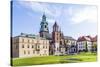 Wawel Castle on Sunny Day with Blue Sky and White Clouds-Jorg Hackemann-Stretched Canvas