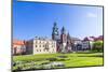 Wawel Castle on Sunny Day with Blue Sky and White Clouds-Jorg Hackemann-Mounted Photographic Print