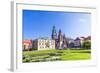 Wawel Castle on Sunny Day with Blue Sky and White Clouds-Jorg Hackemann-Framed Photographic Print