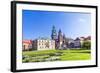 Wawel Castle on Sunny Day with Blue Sky and White Clouds-Jorg Hackemann-Framed Photographic Print