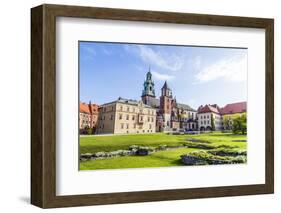 Wawel Castle on Sunny Day with Blue Sky and White Clouds-Jorg Hackemann-Framed Photographic Print