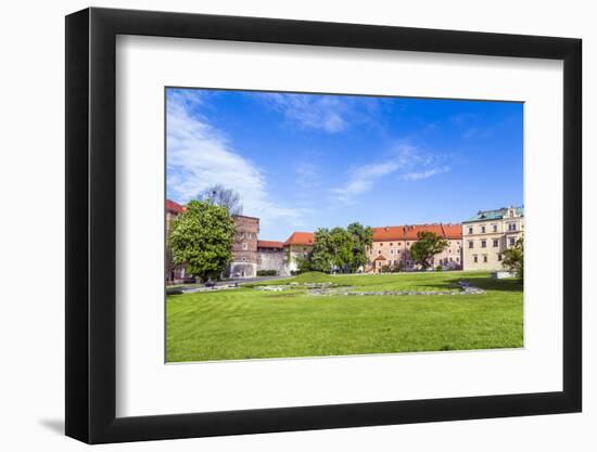 Wawel Castle on Sunny Day with Blue Sky and White Clouds-Jorg Hackemann-Framed Photographic Print