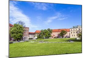 Wawel Castle on Sunny Day with Blue Sky and White Clouds-Jorg Hackemann-Mounted Photographic Print
