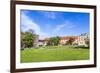 Wawel Castle on Sunny Day with Blue Sky and White Clouds-Jorg Hackemann-Framed Photographic Print