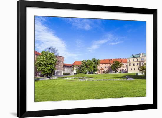 Wawel Castle on Sunny Day with Blue Sky and White Clouds-Jorg Hackemann-Framed Photographic Print