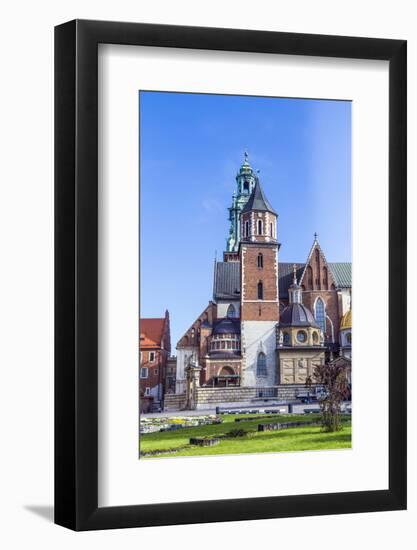 Wawel Castle on Sunny Day with Blue Sky and White Clouds-Jorg Hackemann-Framed Photographic Print