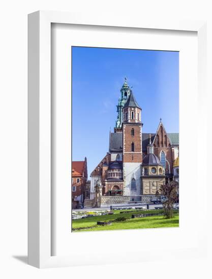 Wawel Castle on Sunny Day with Blue Sky and White Clouds-Jorg Hackemann-Framed Photographic Print